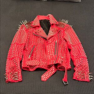 Red Studded Leather Jacket